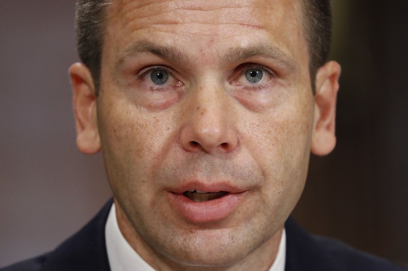 FILE - In this June 11, 2019 file photo, acting Department of Homeland Security Secretary Kevin McAleenan testifies before the Senate Judiciary Committee on Capitol Hill in Washington. President Donald Trump has placed acting officials in key posts in significantly higher numbers than his recent predecessors. The practice lets him quickly, if temporarily, install allies in important positions while circumventing the Senate confirmation process, which can be risky with Republicans running the chamber by a slim 53-47 margin. (AP Photo/Pablo Martinez Monsivais, File)