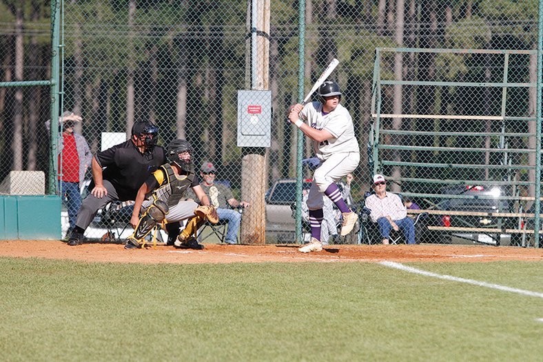 Terrance Armstard/News-Times Junction City's Jack Smith waits for a pitch during the Dragons' contest against Harmony Grove during the 2019 season. After playing a pivotal role in the Dragons' run to the 2A state title, Smith will be participating in the AHSCA All-Star Game in Conway on Friday.