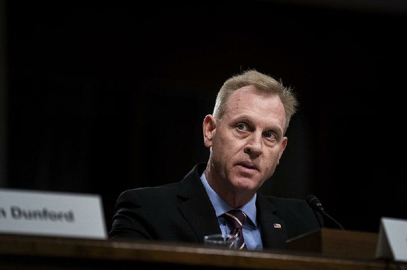 Patrick Shanahan, the acting defense secretary, testifies before the Senate Armed Services Committee in Washington, April 11, 2019.  