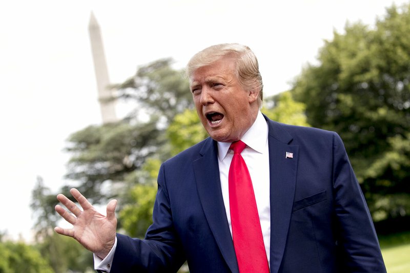 President Donald Trump speaks to reporters before boarding Marine One on the South Lawn of the White House in Washington, Tuesday, June 18, 2019, for a short trip to Andrews Air Force Base, Md., and then on to Orlando, Fla. for a rally. (AP Photo/Andrew Harnik)