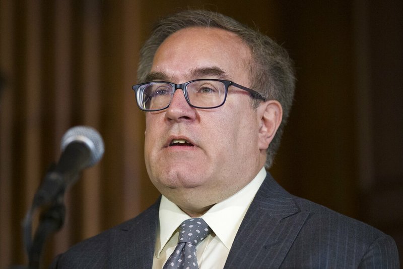 EPA administrator Andrew Wheeler speaks during a media availability at the Environmental Protection Agency, Wednesday, June 19, 2019, in Washington. Wheeler signed a repeal of one of the Obama era's two biggest climate change initiatives, the Clean Power Plan, and adopting an alternative plan that would loosen regulations on the plants. (AP Photo/Alex Brandon)