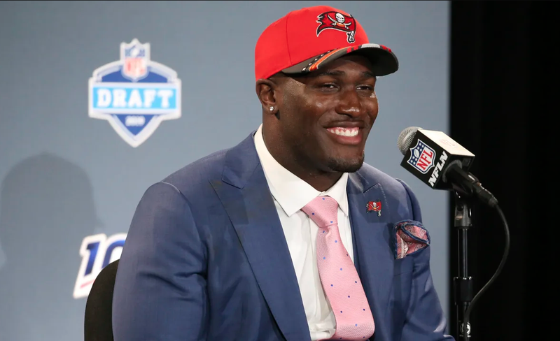 Former LSU linebacker Devin White is pictured in an April 25, 2019, Associated Press photo after the Tampa Bay Buccaneers selected the Cullen, La., native fifth overall at the NFL football draft held in Nashville, Tenn. The North Webster High School alum is set to visit and participate in the Emerson PurpleHull Pea Festival on Saturday, June 29.