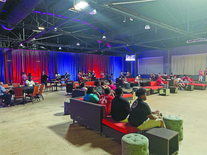 Watch party: People attend the the NBA Draft Day watch party at the First Financial Music Hall at the Griffin in the Murphy Arts District on Thursday in hopes of seeing El Dorado native Daniel Gafford drafted. Gafford was selected to play by the Chicago Bulls. 