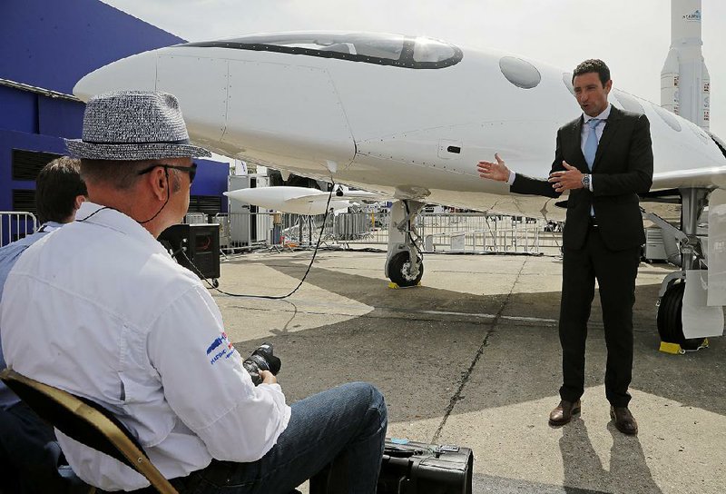 Omer Bar-Yohay, Eviation CEO and co-founder, gestures as he speaks during a media conference next to his prototype electric aircraft at the Paris Air Show in Le Bourget, France, earlier this month. 