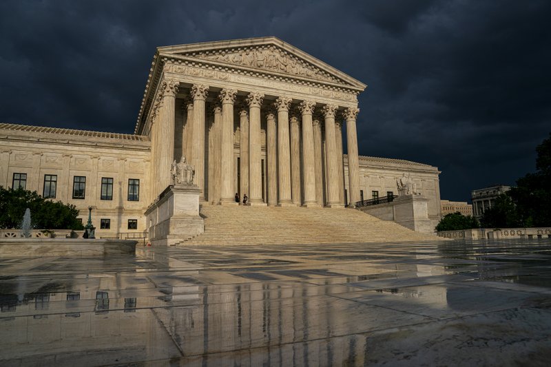 The Supreme Court is seen under stormy skies in Washington, Thursday, June 20, 2019. (AP Photo/J. Scott Applewhite)