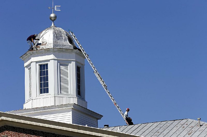 The Jones County courthouse in Trenton, N.C., has yet to reopen after being damaged last year by Hurricane Florence. 