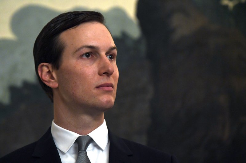 In this March 25, 2019, file photo White House adviser Jared Kushner listens during a proclamation signing with President Donald Trump and Israeli Prime Minister Benjamin Netanyahu in the Diplomatic Reception Room at the White House in Washington. Kushner will present the economic portion of his Mideast peace plan on June 25 in Bahrain, with some key players missing. (AP Photo/Susan Walsh, File)