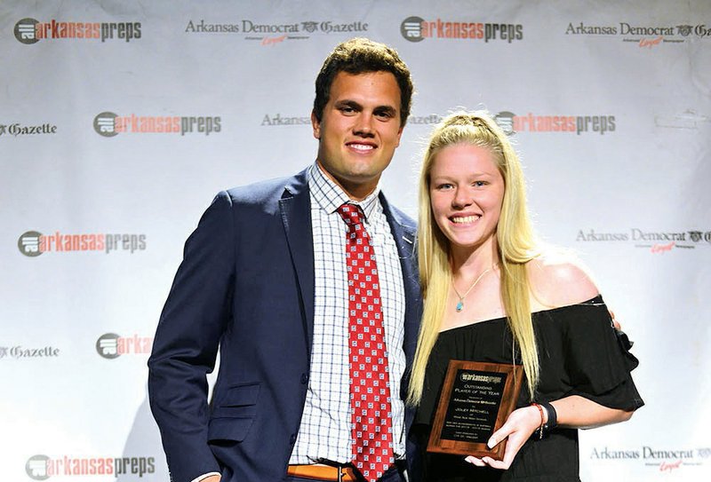 Joley Mitchell receives the All-Arkansas Preps softball player of the year award Saturday, June 15, 2019 at the Statehouse Convention Center in Little Rock.