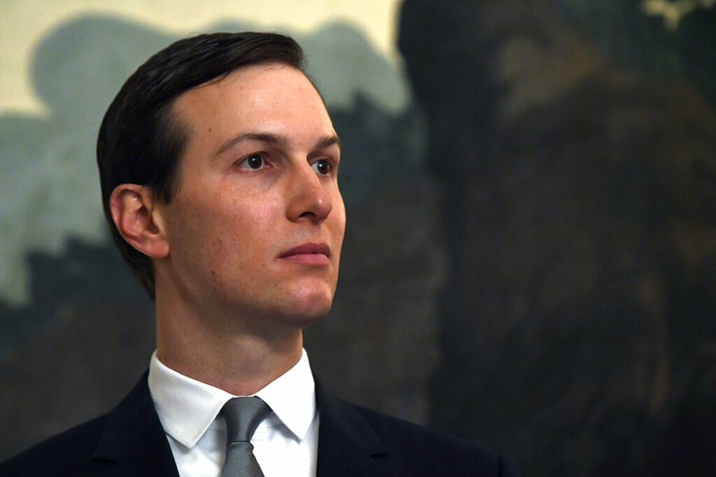 FILE - In this March 25, 2019, file photo White House adviser Jared Kushner listens during a proclamation signing with President Donald Trump and Israeli Prime Minister Benjamin Netanyahu in the Diplomatic Reception Room at the White House in Washington. Kushner will present the economic portion of his Mideast peace plan on June 25 in Bahrain, with some key players missing. (AP Photo/Susan Walsh, File)