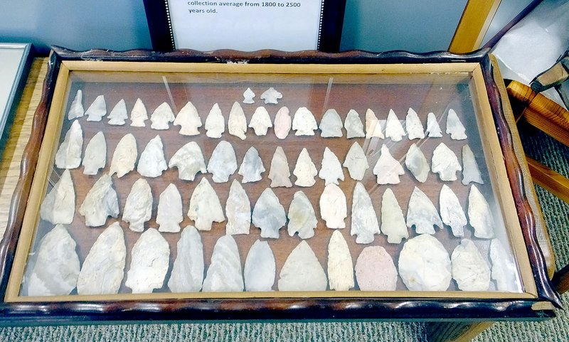 Lynn Atkins/The Weekly Vista Arrowheads collected by Clyde Cooper near the Highlands Gate and in Hiwasse were donated to the Bella Vista History Museum by his grandson Ernie Pendegraft.