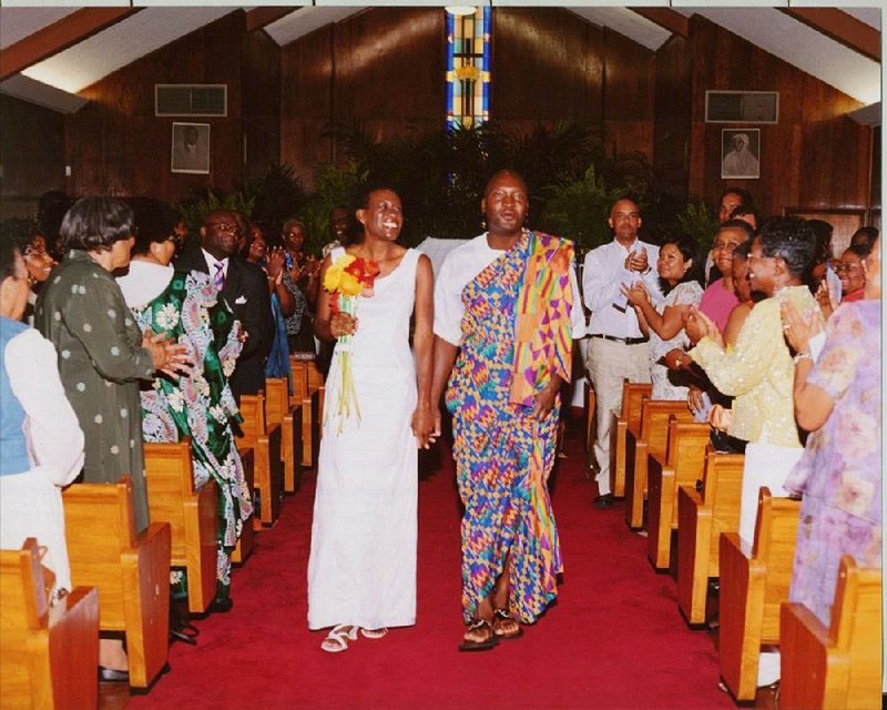 Karama Neal and Kwadjo Boaitey were married on Sept. 11, 2005. Karama’s dress was made by her mother. Kwadjo’s traditional kente cloth was a wedding gift from his parents. His parents had also encouraged the couple to have a knock, a ceremony that begins with the groom’s family knocking on the door of the bride- to-be’s family home. 