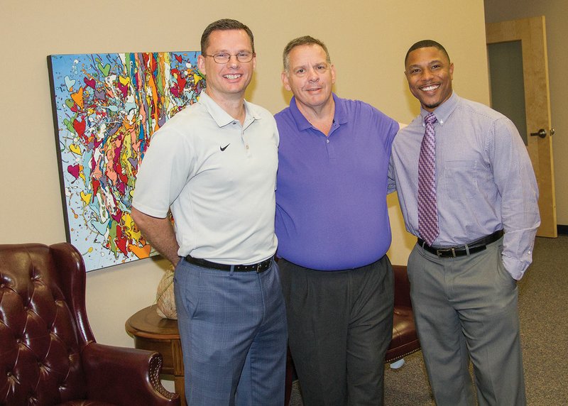 Three new principals were hired by the Lonoke School District for this fall. They are, from left, Dean Campbell, primary school; Matt Binford, elementary school; and Terrod Hatcher, high school.