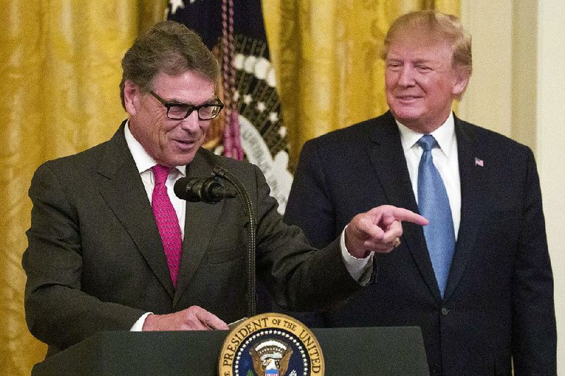 Energy Secretary Rick Perry speaks Monday during President Donald Trump’s environmental event in the East Room of the White House. 