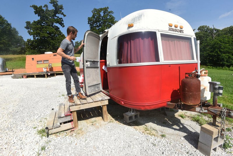 NWA Democrat-Gazette/FLIP PUTTHOFF 
A refurbished Airstream Argosy    June 21 2019    trailer is a lodging option for guests.