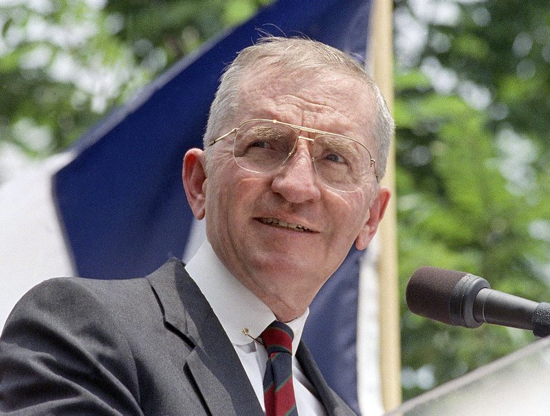FILE - Presidential hopeful H. Ross Perot speaks at a rally in Austin, Texas, in this 1992 file photo. Perot, the Texas billionaire who twice ran for president, has died. He was 89. (AP Photo, File)