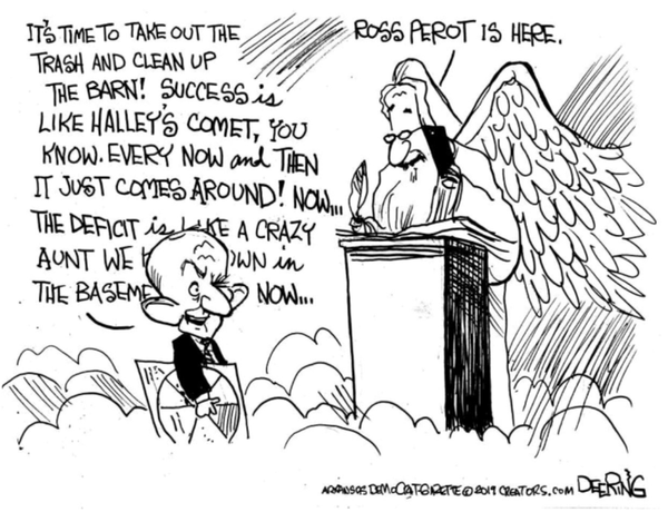 John Deering Cartoon: Ross Perot Arrives In Heaven 