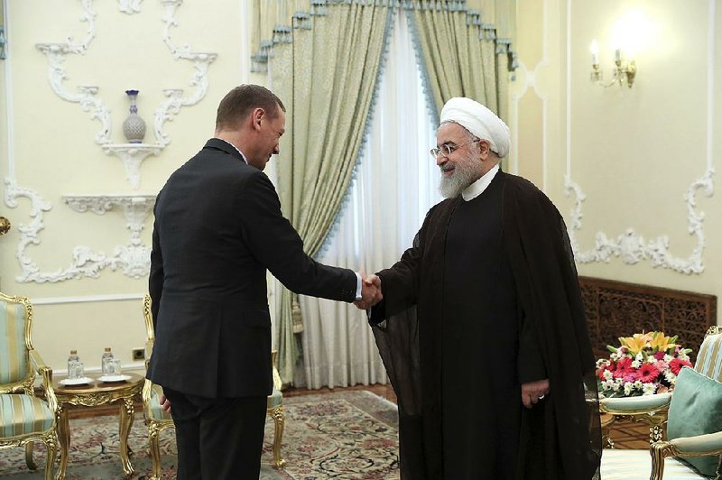 French presidential envoy Emmanuel Bonne meets Wednesday with Iranian President Hassan Rouhani in Tehran. Rouhani reportedly told Bonne that “Iran has fully left the path open for diplomacy and negotiation” over its nuclear program. Also Wednesday, Rouhani said Britain will face “repercussions” over the “mean and wrong” seizure of an Iranian supertanker last week. 
