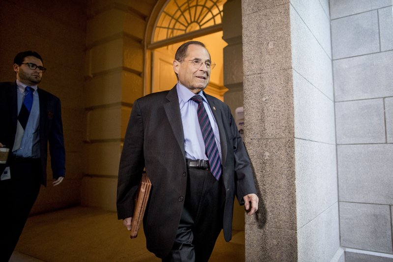Judiciary Committee Chairman Jerrold Nadler, D-N.Y., arrives for a House Democratic caucus meeting on Capitol Hill in Washington, Wednesday, July 10, 2019. (AP Photo/Andrew Harnik)

