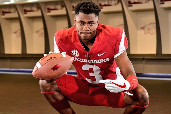 T.Q. Jackson is shown in a photo posted to his Twitter page. Jackson is part of a highly-rated group of receivers who will be freshmen this fall at Arkansas. 