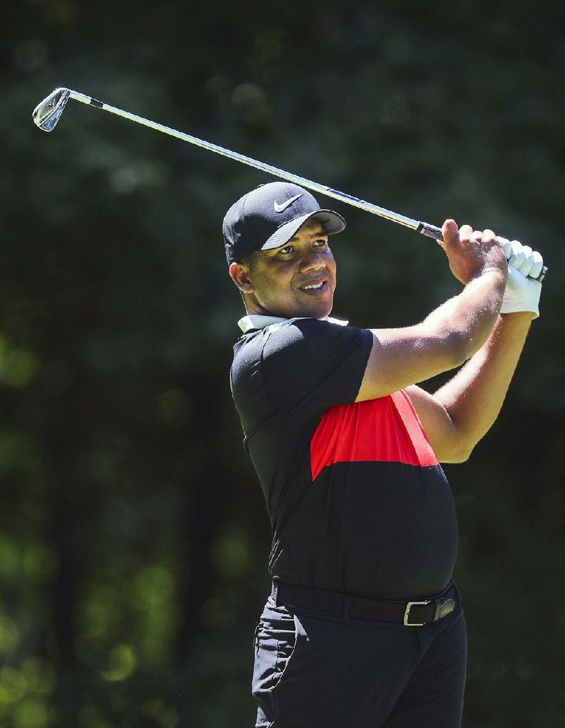 Jhonattan Vegas tees off on six during the second round of the John Deere Classic golf tournament Friday, July 12, 2019, in Silvis, Ill. 