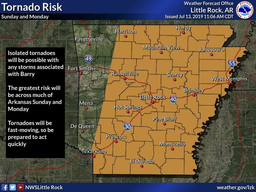 Forecasters Barry to bring chance of heavy rains, flooding, isolated