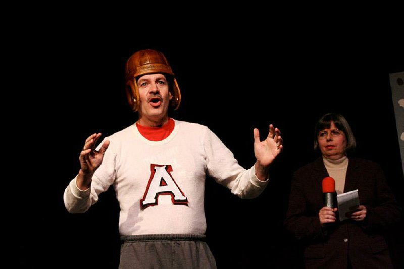 Steve Voorhies plays former Razorback Football Coach Hugo Bezdek in a 2009 performance of the Northwest Arkansas Gridiron. He said he’s been getting his biggest Girdiron laughs the past few years playing Russian President Vladimir Putin. 