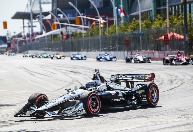 Simon Pagenaud leads the way as he won the Toronto IndyCar race on Sunday. Pagenaud won with a speed of 100.9 mph on the road course.