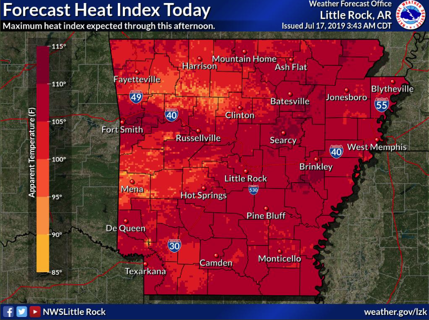 Northwest Arkansas Under Heat Advisory