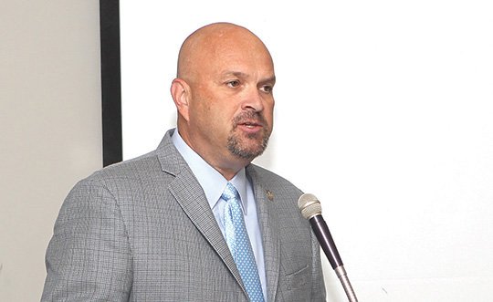 Arkansas State Drug Director Kirk Lane addresses the Opioid Prevention Education Summit at CHI St. Vincent Hot Springs in this 2019 file photo.