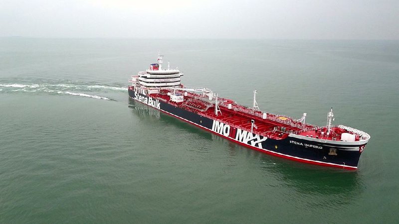 The Stena Impero, shown in an undated image, was “approached by unidentified small crafts and a helicopter” while in international waters in the Strait of Hormuz, its owners said Friday in a statement. 
