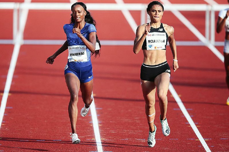 Sydney McLaughlin, right, said she is not letting high expectations negatively affect her as she prepares for the U.S. track and field championships, which start Thursday at Drake Stadium in Des Moines, Iowa.

