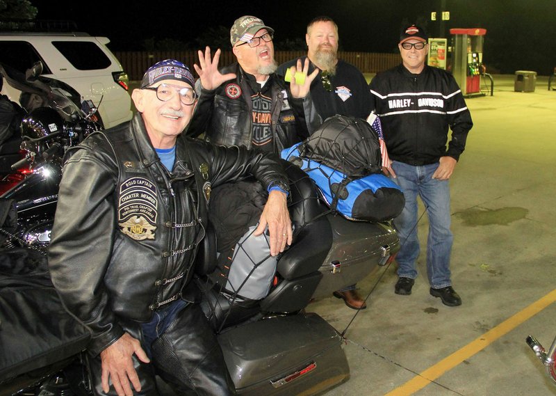 Courtesy photo Gary Ivey (from left), David Patterson, Glen Heron and Keith Conway pose before leaving Bella Vista at 5 a.m. on June 8 to ride through all lower 48 states in 10 days.