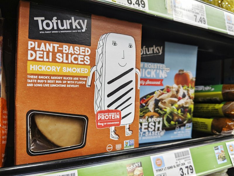Tofurky brand plant-based "deli slices" are sold at a Little Rock grocery store in this Monday, July 22, 2019 photo. The ACLU and other other rights organizations filed a lawsuit in federal court on Tofurky's behalf claiming an Arkansas law that will ban the use of "meat" in the labeling of its products violates free speech rights. (AP Photo/Hannah Grabenstein)