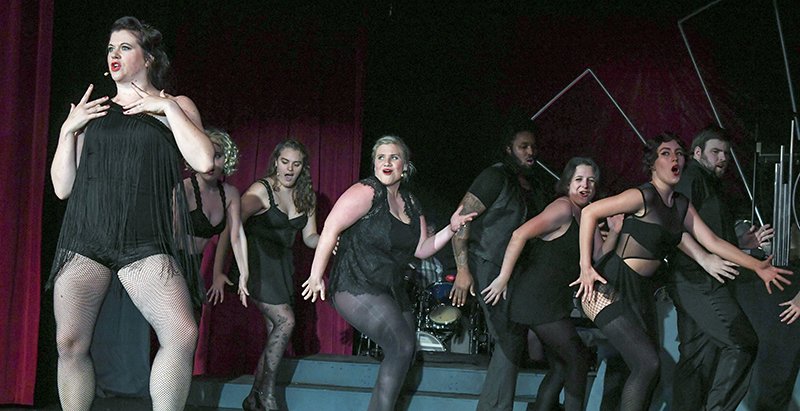 The Sentinel-Record/Grace Brown ALL THAT JAZZ: Cast members of “Chicago” go through a dress rehearsal of the show on Thursday. The show opens the first week of August but theater officials say tickets are going fast.
