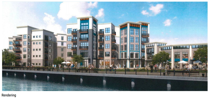 FIRST LOOK: This rendering released by Newmark Moses Tucker Partners shows the design of a 244-unit upscale apartment complex planned in downtown North Little Rock.