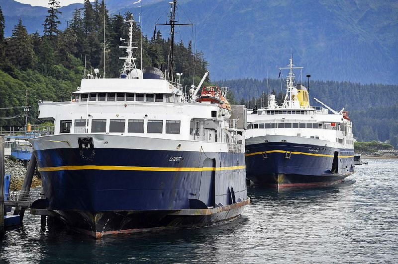 The Alaska Marine Highway System ferries LeConte (left) and Malaspina were idled last week at the Auke Bay terminal during the ferry workers strike. 