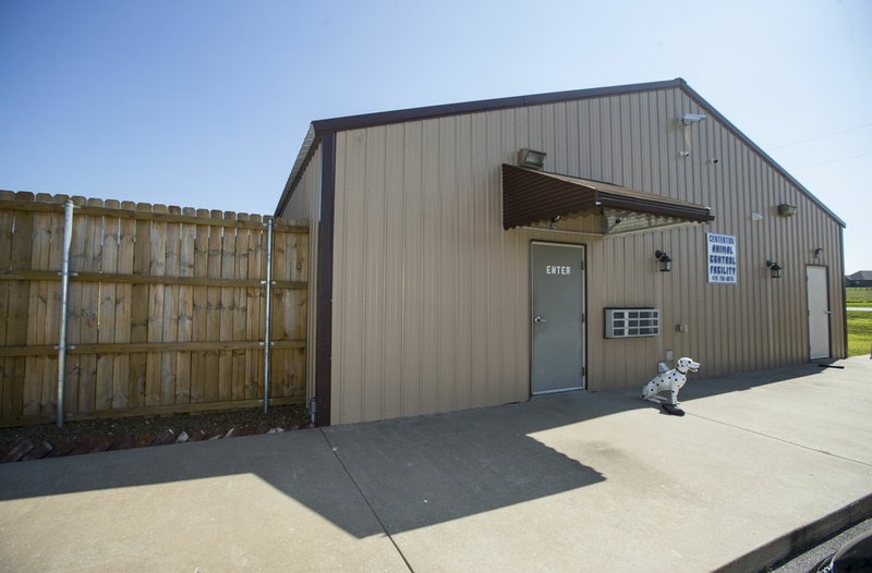  A view of the front entrance Friday at the Centerton Animal Shelter. Bentonville animal control currently takes dogs to the Centerton facility.