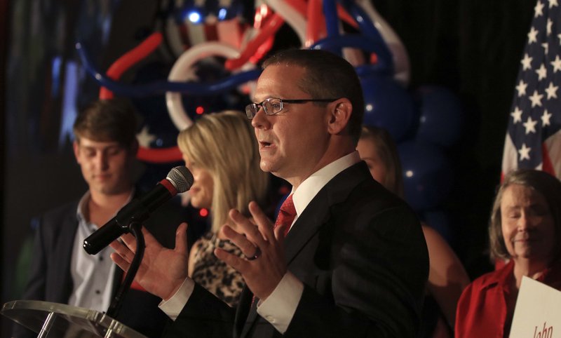 In this file photo Secretary of State John Thurston is shown speaking to supporters the night he was elected.