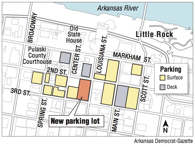 A map showing the proposed parking lot location.