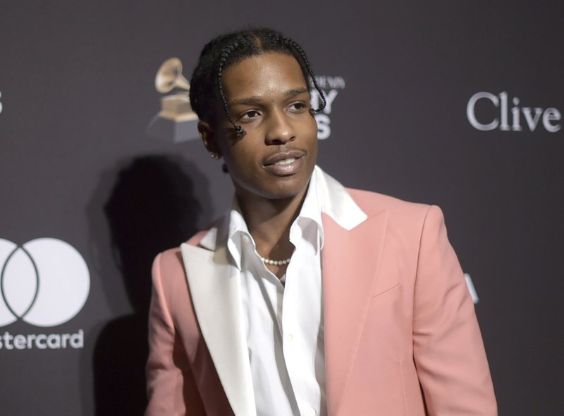 FILE - This Feb. 9, 2019 file photo shows A$AP Rocky at Pre-Grammy Gala And Salute To Industry Icons in Beverly Hills, Calif. (Photo by Richard Shotwell/Invision/AP, File)

