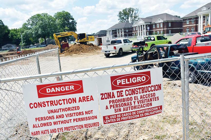 Three Greek Village sorority houses on Donaghey Avenue are seen in the background of work starting on part of Greek Village II, an almost $7.9 million project at the University of Central Arkansas in Conway. Three fraternity houses and a Greek complex will be built, scheduled to open in fall 2020. An official groundbreaking is scheduled for Sept. 14.