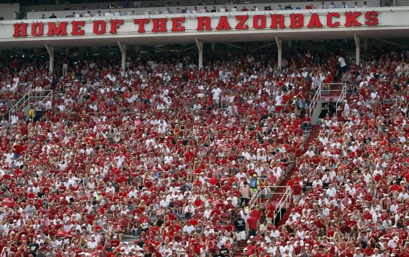 An Associated Press file photo shows a crowd at Donald W. Reynolds Razorback Stadium during a U of A football game. 