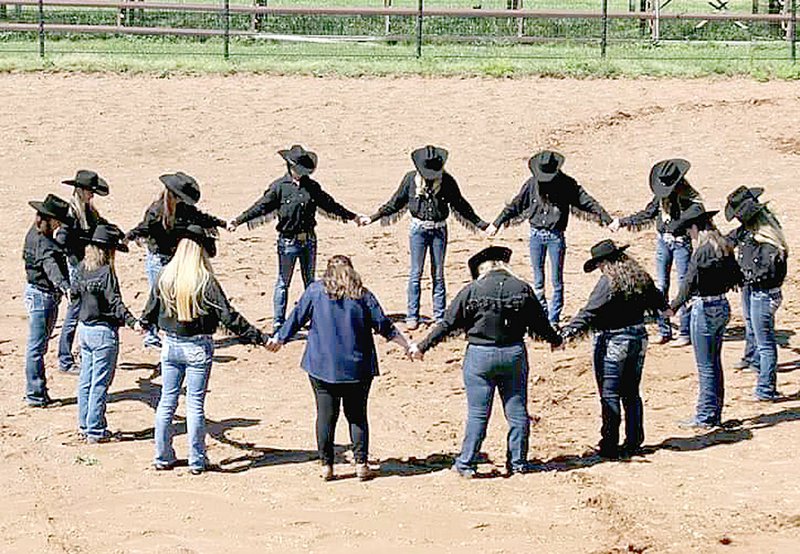 Courtesy photo/Members of Lincoln Riding Club's precision drill team, the Regulators, showcase a reverence for God and country during practice and throughout their performances. The group will be performing this week during the 66th annual Lincoln Rodeo held at the LRC Arena west of town on U.S. 62.