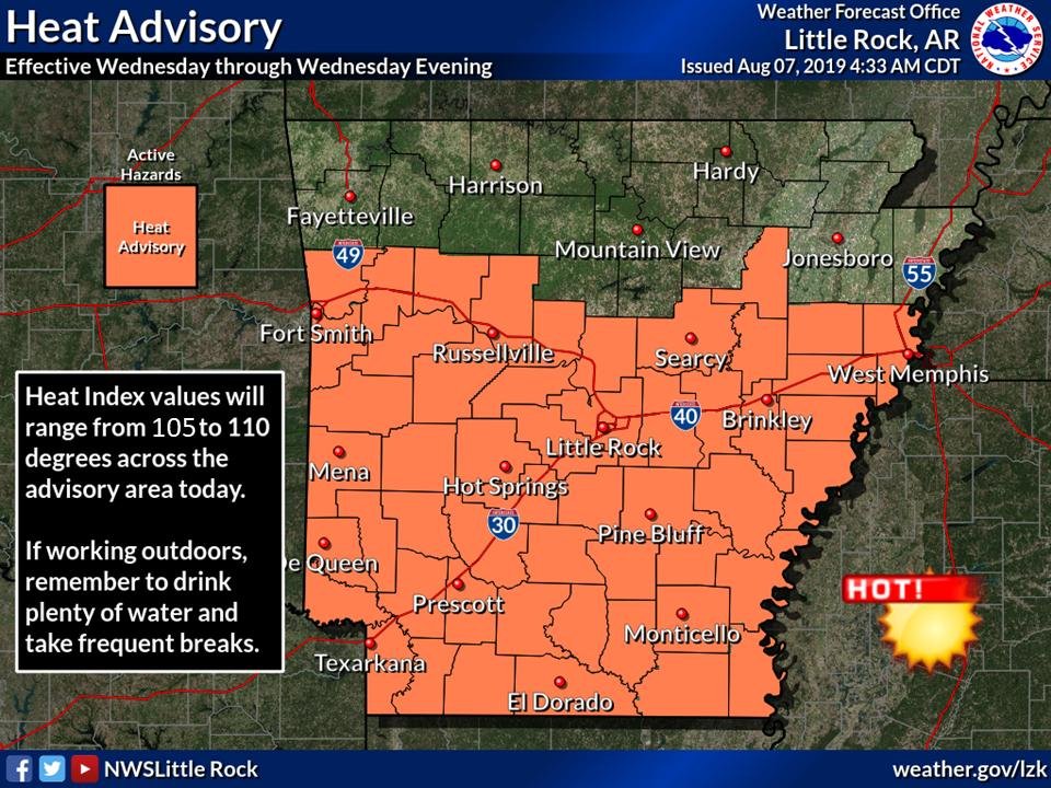Heat advisory in effect for much of state; temperature will feel like