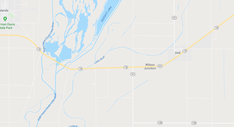 This screenshot of a Google Map shows the approximate site of a fatal crash police said occurred in Mississippi County early Wednesday.