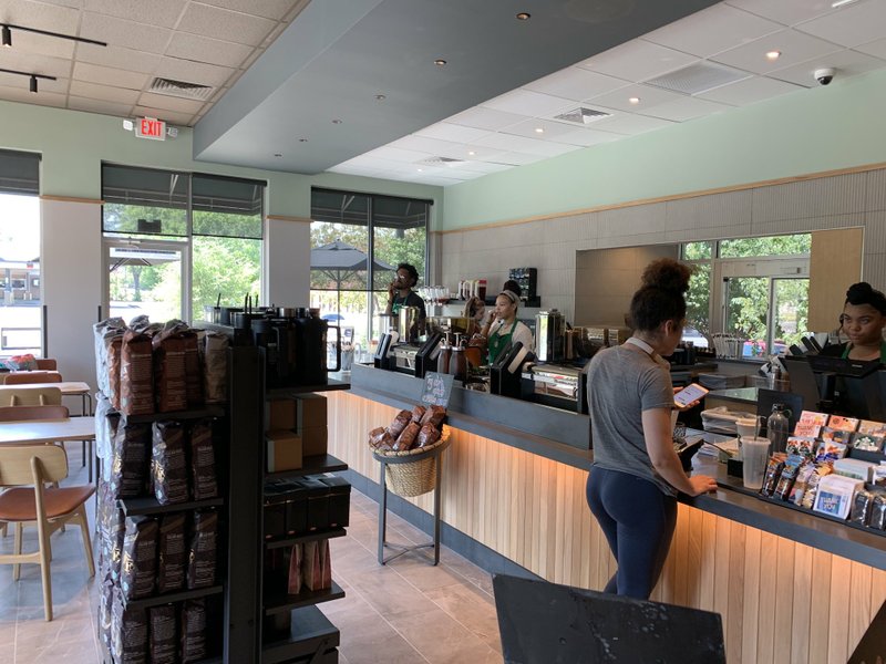 The remodeled Starbucks at 917 Broadway, Little Rock, reopened two weeks ahead of schedule. Arkansas Democrat-Gazette/Eric E. Harrison
