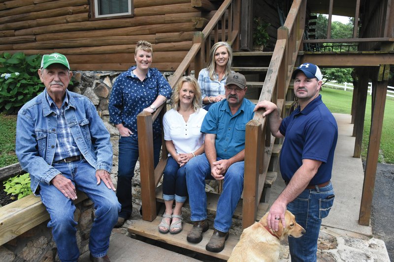 The Kenny Hurley family of Cushman is the 2019 Independence County Farm Family of the Year. The family includes, from left, Sam Hurley, Brittany Hurley, Edwina Hurley, Kaila Hurley, Kenny Hurley and Chris Hurley and their dog, Libby.