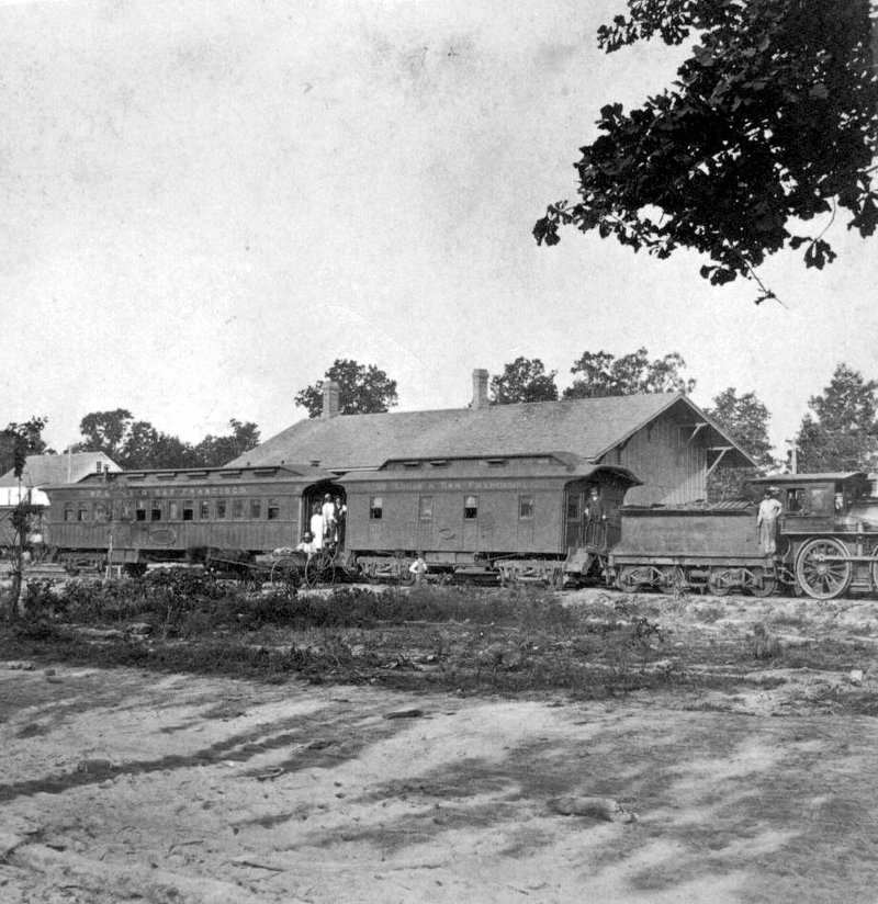 Photo courtesy Rogers Historical Museum The first St. Louis-San Francisco Railroad (Frisco) train rolled into Rogers on May 10, 1881.
