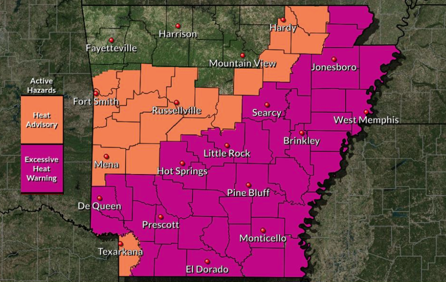 Excessive Heat Warning In Effect For Much Of Arkansas