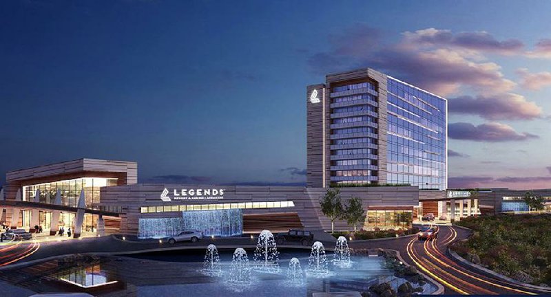 Special to the Arkansas Democrat-Gazette - 08 -12 -2019 - Artist rendering of Cherokee Nation Businesses and Legends resort and casino proposed for Pope County.